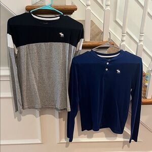 TWO (2) Boy’s Abercrombie Kids Long Sleeve Shirts with Moose Logo - size 13/14